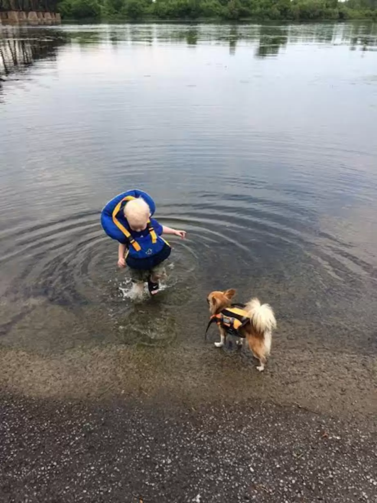 dog and kid